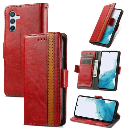 For Samsung Galaxy A36 5G CaseNeo Splicing Dual Magnetic Buckle Leather Phone Case(Red)