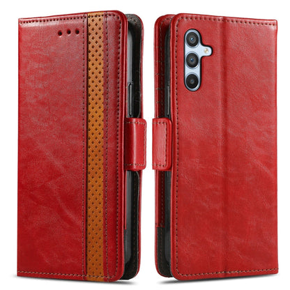 For Samsung Galaxy A36 5G CaseNeo Splicing Dual Magnetic Buckle Leather Phone Case(Red)