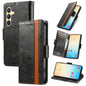 For Samsung Galaxy S25 5G CaseNeo Splicing Dual Magnetic Buckle Leather Phone Case(Black)