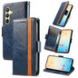 For Samsung Galaxy S25+ 5G CaseNeo Splicing Dual Magnetic Buckle Leather Phone Case(Blue)