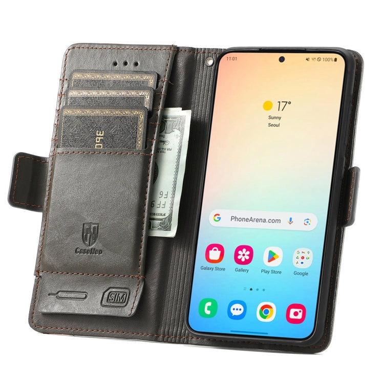 For Samsung Galaxy S25+ 5G CaseNeo Splicing Dual Magnetic Buckle Leather Phone Case(Gray)