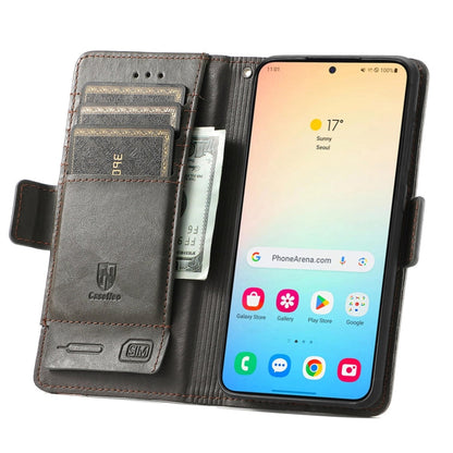 For Samsung Galaxy S25+ 5G CaseNeo Splicing Dual Magnetic Buckle Leather Phone Case(Gray)