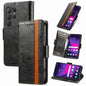 For Samsung Galaxy S25 Ultra 5G CaseNeo Splicing Dual Magnetic Buckle Leather Phone Case(Black)