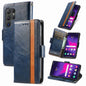 For Samsung Galaxy S25 Ultra 5G CaseNeo Splicing Dual Magnetic Buckle Leather Phone Case(Blue)