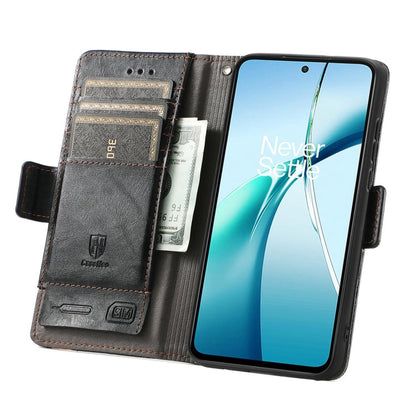 For Samsung Galaxy S24 FE 5G CaseNeo Splicing Dual Magnetic Buckle Leather Phone Case(Black)