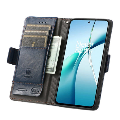 For Samsung Galaxy S24 FE 5G CaseNeo Splicing Dual Magnetic Buckle Leather Phone Case(Blue)