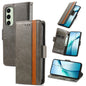 For Samsung Galaxy S24 FE 5G CaseNeo Splicing Dual Magnetic Buckle Leather Phone Case(Gray)