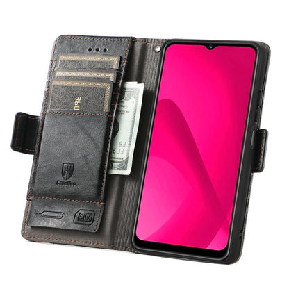 For Samsung Galaxy A06 4G CaseNeo Splicing Dual Magnetic Buckle Leather Phone Case(Black)