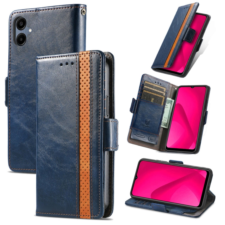 For Samsung Galaxy A06 4G CaseNeo Splicing Dual Magnetic Buckle Leather Phone Case(Blue)