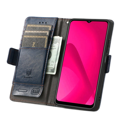 For Samsung Galaxy A06 4G CaseNeo Splicing Dual Magnetic Buckle Leather Phone Case(Blue)