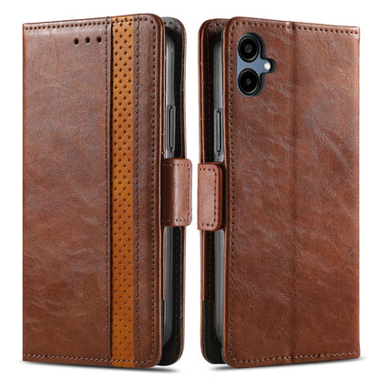 For Samsung Galaxy A06 4G CaseNeo Splicing Dual Magnetic Buckle Leather Phone Case(Brown)