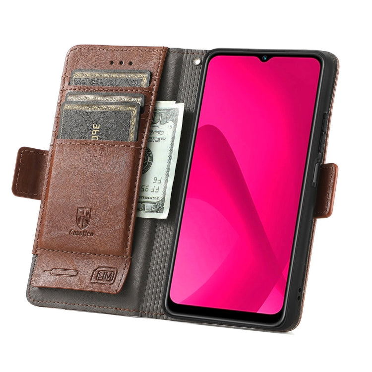 For Samsung Galaxy A06 4G CaseNeo Splicing Dual Magnetic Buckle Leather Phone Case(Brown)