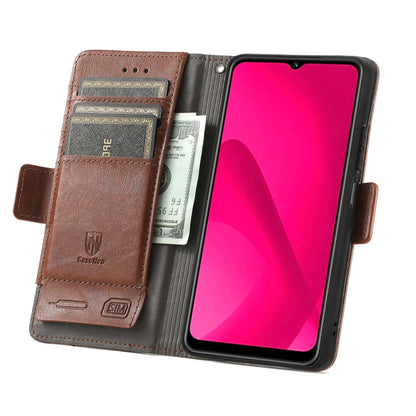 For Samsung Galaxy A06 4G CaseNeo Splicing Dual Magnetic Buckle Leather Phone Case(Brown)