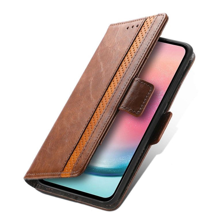 For Samsung Galaxy A06 4G CaseNeo Splicing Dual Magnetic Buckle Leather Phone Case(Brown)