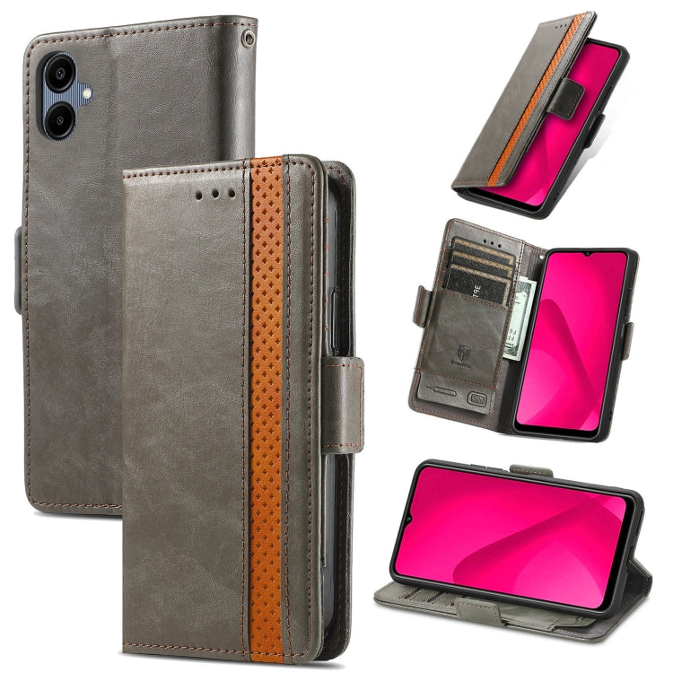 For Samsung Galaxy A06 4G CaseNeo Splicing Dual Magnetic Buckle Leather Phone Case(Gray)