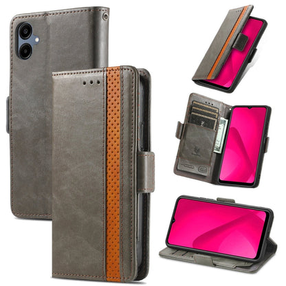 For Samsung Galaxy A06 4G CaseNeo Splicing Dual Magnetic Buckle Leather Phone Case(Gray)