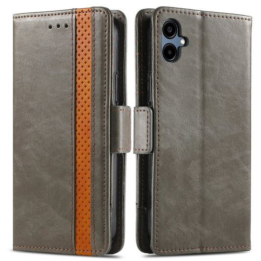 For Samsung Galaxy A06 4G CaseNeo Splicing Dual Magnetic Buckle Leather Phone Case(Gray)