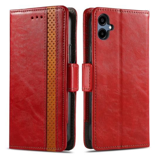 For Samsung Galaxy A06 4G CaseNeo Splicing Dual Magnetic Buckle Leather Phone Case(Red)