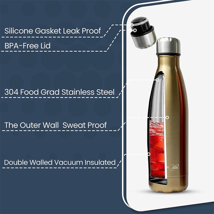 JUNSUNMAY 304 Stainless Steel Double-layer Vacuum Insulated Water Bottle, Capacity:750ml(White)