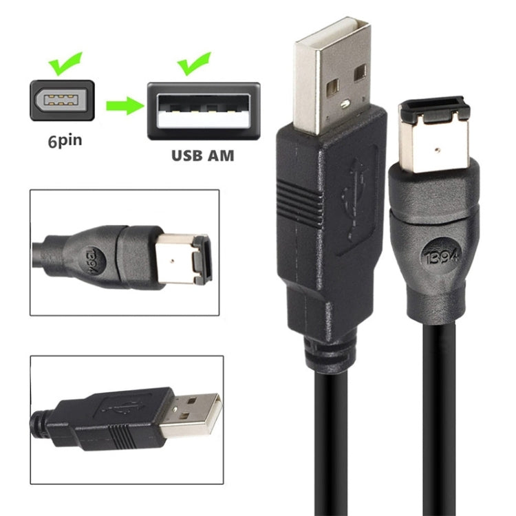 Câble adaptateur convertisseur JUNSUNMAY Firewire IEEE 1394 6 broches mâle vers USB 2.0 mâle, longueur : 4,5 m