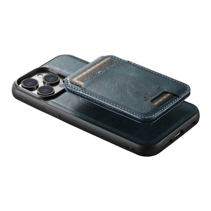 For iPhone 15 Plus Suteni H15 MagSafe Oil Eax Leather Detachable Wallet Back Phone Case(Blue)