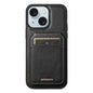 For iPhone 15 Suteni H15 MagSafe Oil Eax Leather Detachable Wallet Back Phone Case(Black)