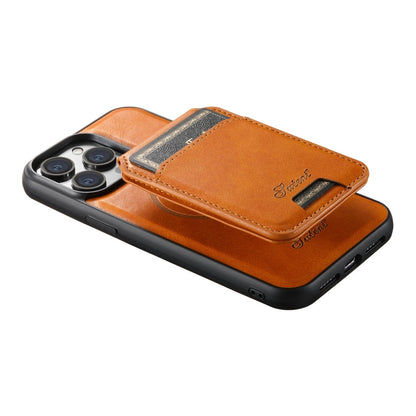 Pour iPhone 14 Plus Suteni H15 MagSafe Huile Eax Cuir Amovible Portefeuille Étui Arrière de Téléphone (Kaki)