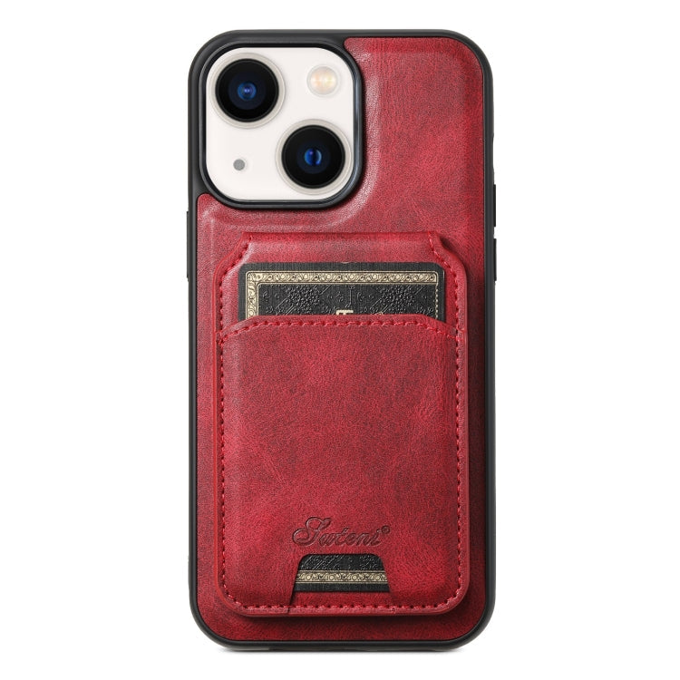 Pour iPhone 14 Suteni H15 MagSafe Coque arrière de téléphone en cuir huilé détachable (rouge)