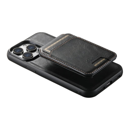 For iPhone 13 Pro Suteni H15 MagSafe Oil Eax Leather Detachable Wallet Back Phone Case(Black)