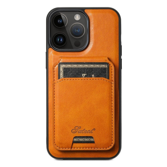Pour iPhone 12 Pro Max Suteni H15 MagSafe Huile Eax Cuir Amovible Portefeuille Coque Arrière (Kaki)