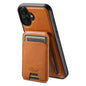 For iPhone 16 Plus Suteni H15 MagSafe Oil Eax Leather Detachable Wallet Back Phone Case(Khaki)