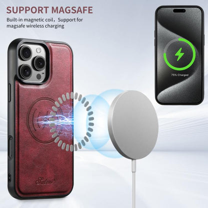 For iPhone 17e / 16e Suteni H15 MagSafe Oil Eax Leather Detachable Wallet Back Phone Case(Red)
