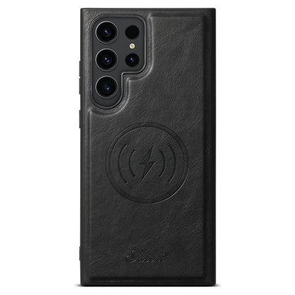 For Samsung Galaxy S23 Ultra 5G Suteni H15  Oil Eax Leather Detachable Wallet Back Phone Case(Black)