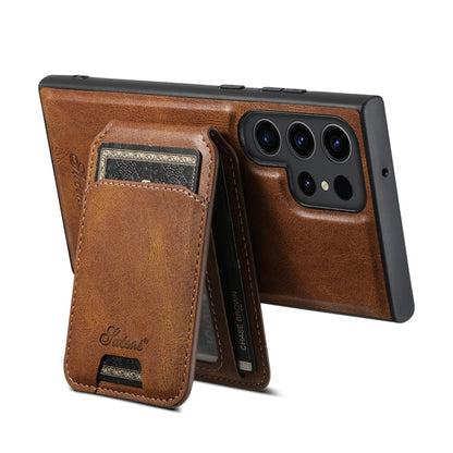 For Samsung Galaxy S23 Ultra 5G Suteni H15  Oil Eax Leather Detachable Wallet Back Phone Case(Black)