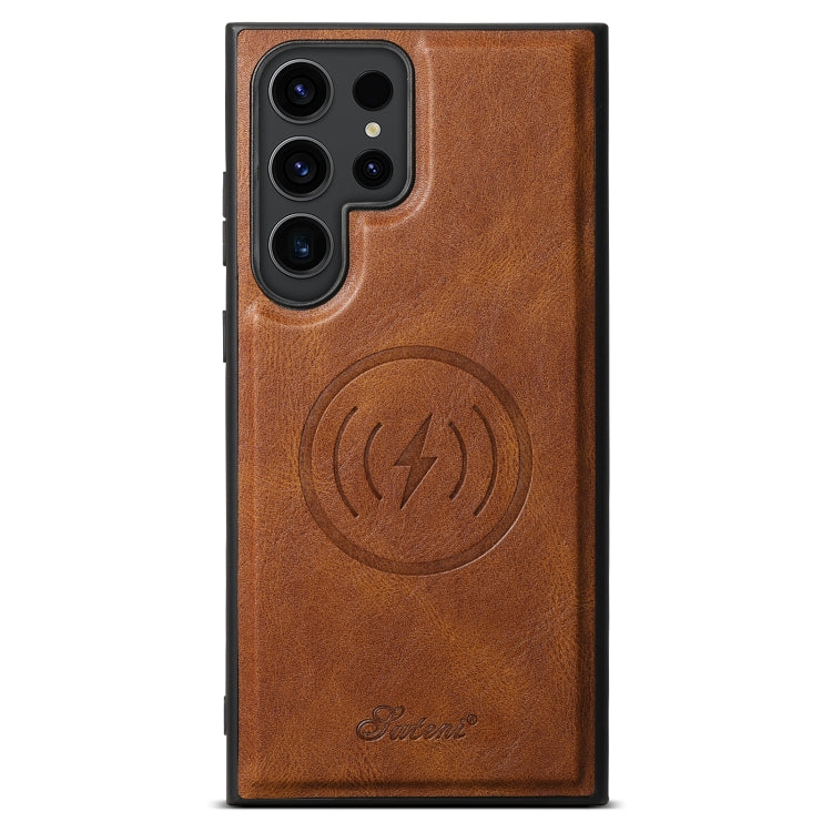 Pour Samsung Galaxy S23 Ultra 5G Suteni H15 Étui portefeuille détachable en cuir huilé (marron)