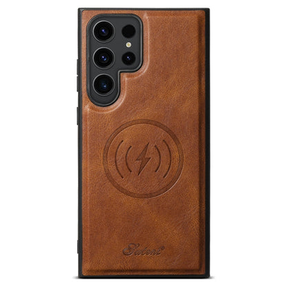 Pour Samsung Galaxy S23 Ultra 5G Suteni H15 Étui portefeuille détachable en cuir huilé (marron)