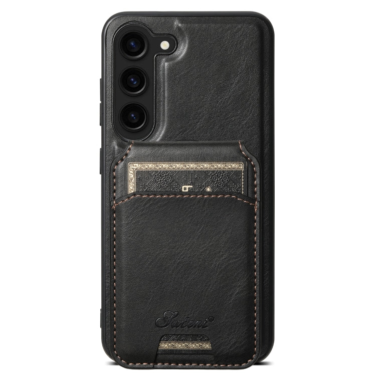 Pour Samsung Galaxy S23+ 5G Étui de téléphone à rabat amovible en cuir huilé Suteni H15 (noir)