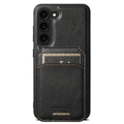 Pour Samsung Galaxy S23+ 5G Étui de téléphone à rabat amovible en cuir huilé Suteni H15 (noir)