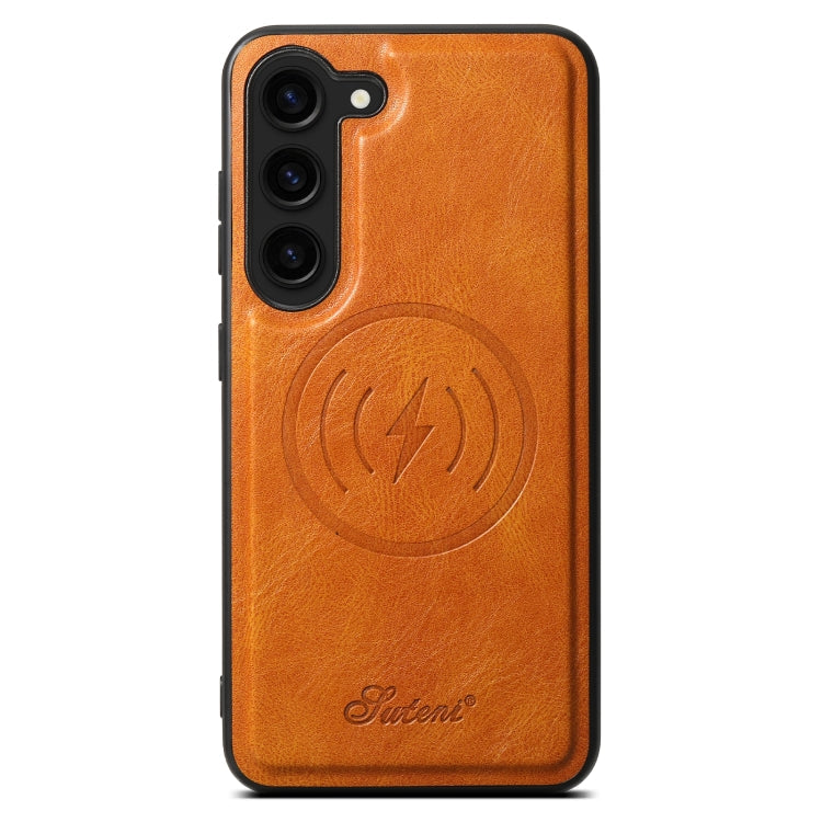 For Samsung Galaxy S23+ 5G Suteni H15  Oil Eax Leather Detachable Wallet Back Phone Case(Khaki)