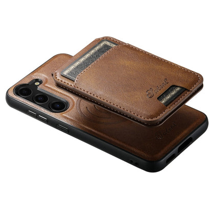For Samsung Galaxy S23+ 5G Suteni H15  Oil Eax Leather Detachable Wallet Back Phone Case(Khaki)