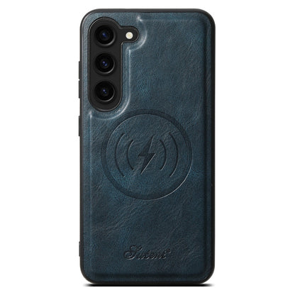 For Samsung Galaxy S23 5G Suteni H15  Oil Eax Leather Detachable Wallet Back Phone Case(Blue)
