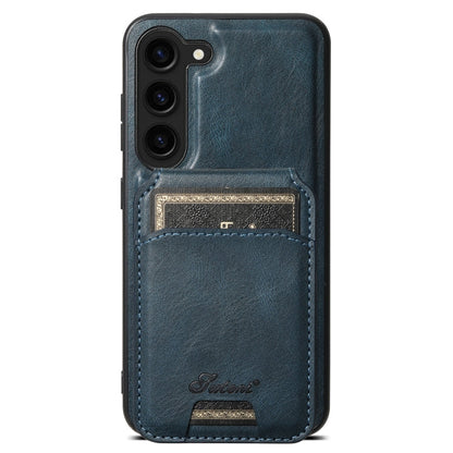 For Samsung Galaxy S23 5G Suteni H15  Oil Eax Leather Detachable Wallet Back Phone Case(Blue)