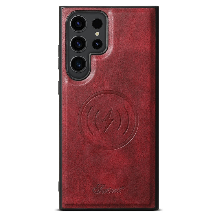 For Samsung Galaxy S22 Ultra 5G Suteni H15  Oil Eax Leather Detachable Wallet Back Phone Case(Red)