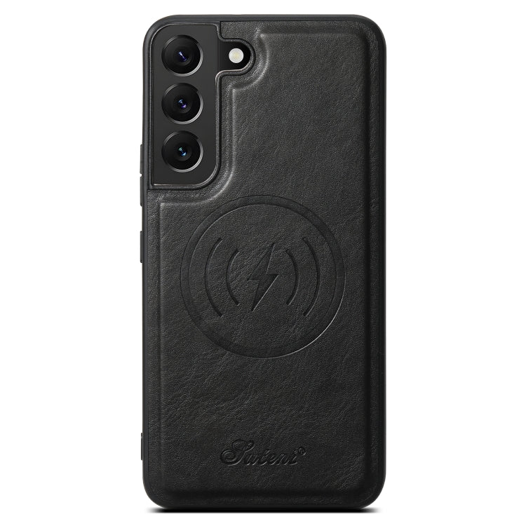 Pour Samsung Galaxy S22+ 5G Étui de téléphone portefeuille détachable en cuir huilé Suteni H15 (noir)