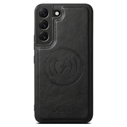 Pour Samsung Galaxy S22+ 5G Étui de téléphone portefeuille détachable en cuir huilé Suteni H15 (noir)