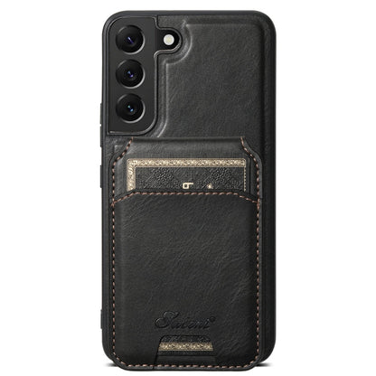 Pour Samsung Galaxy S22+ 5G Étui de téléphone portefeuille détachable en cuir huilé Suteni H15 (noir)