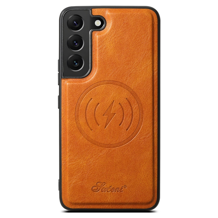 For Samsung Galaxy S22+ 5G Suteni H15  Oil Eax Leather Detachable Wallet Back Phone Case(Khaki)