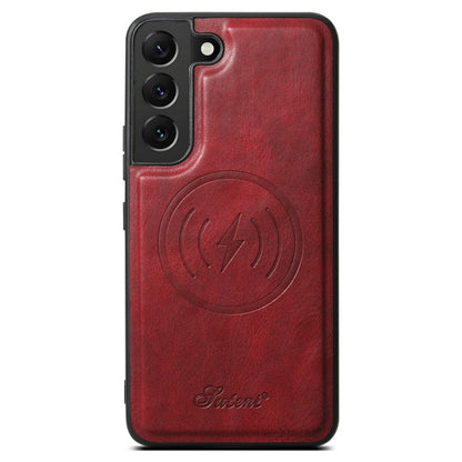 Pour Samsung Galaxy S22 5G Suteni H15 Étui Portefeuille Détachable en Cuir Huilé (Rouge)