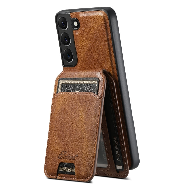 Pour Samsung Galaxy S22 5G Suteni H15 Étui Portefeuille Détachable en Cuir Huilé (Rouge)