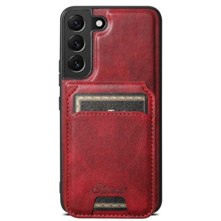 Pour Samsung Galaxy S22 5G Suteni H15 Étui Portefeuille Détachable en Cuir Huilé (Rouge)